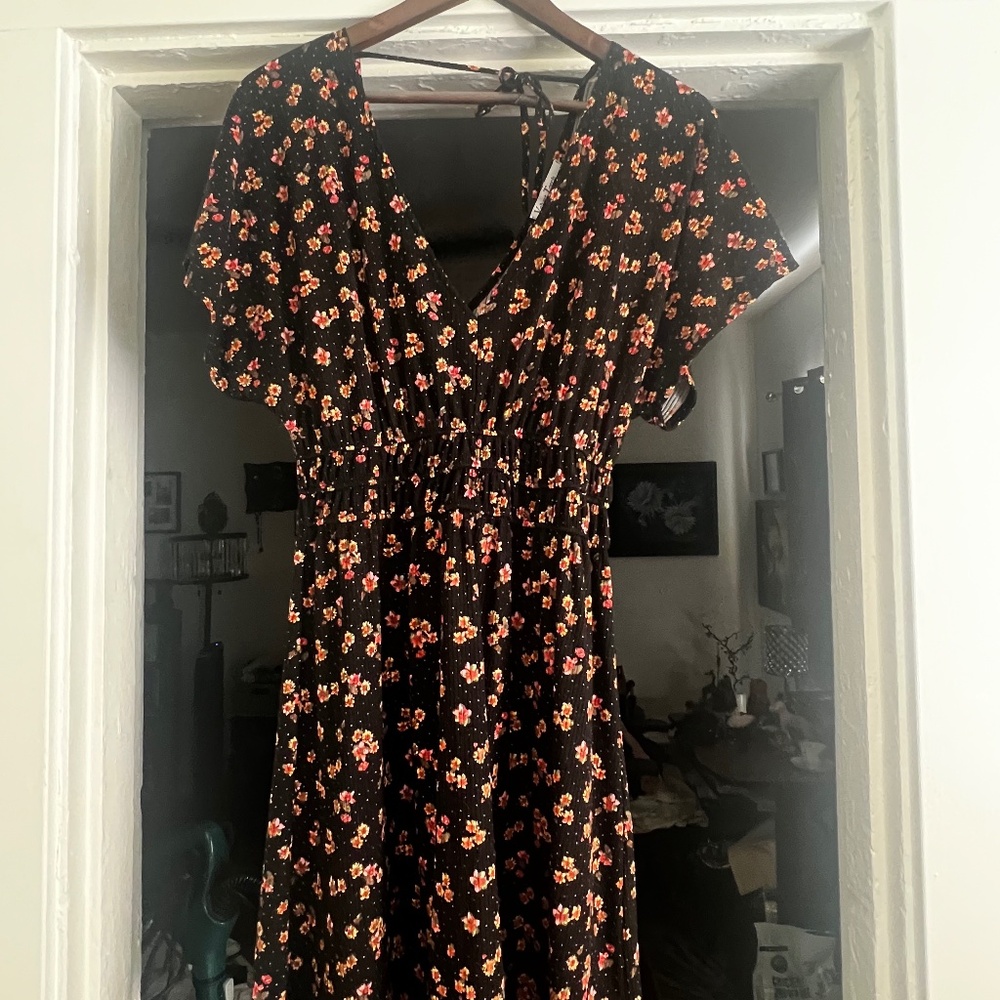 Dark Floral Dress by Velvet Torch Los Angeles size large